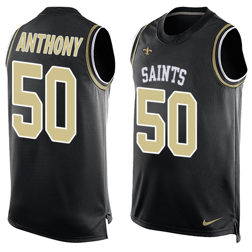 Men's Limited Stephone Anthony Nike Jersey Black - #50 Player Name & Number Tank Top NFL New Orleans Saints